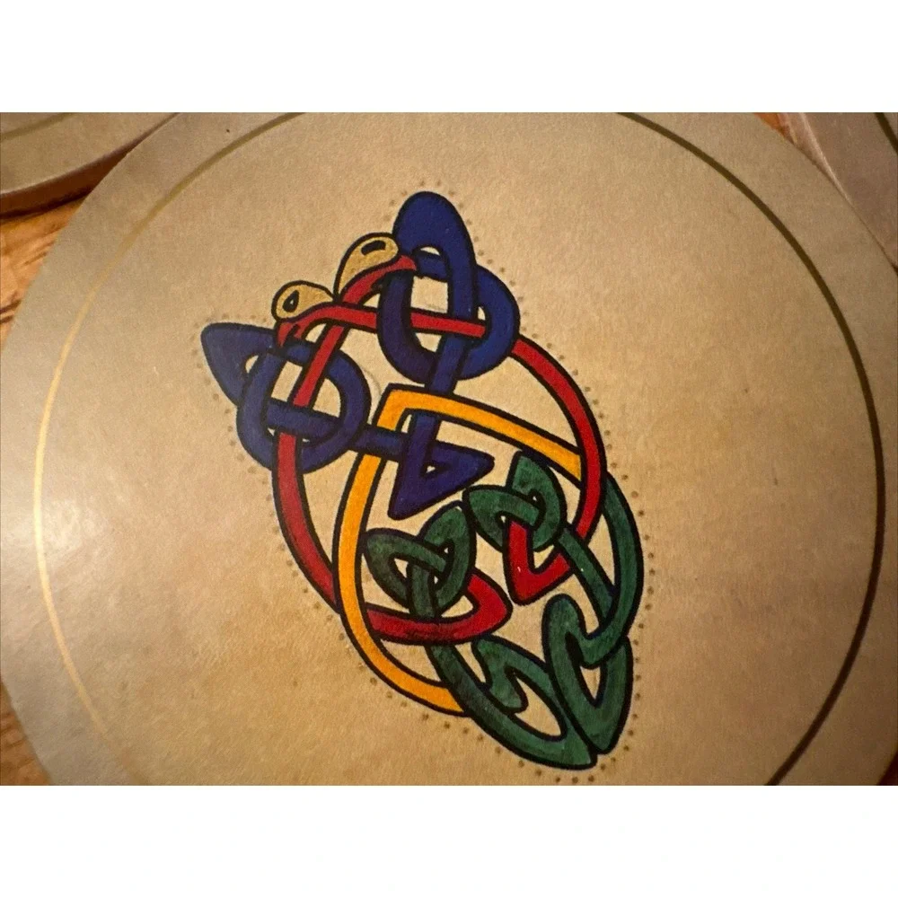 Connemara Bodhrands Six Coasters Celtic Ireland Cork Red Gold Box Picture Press